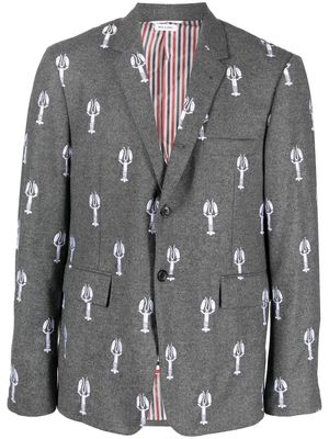 Thom Browne embroidered-motif wool blazer - Grey