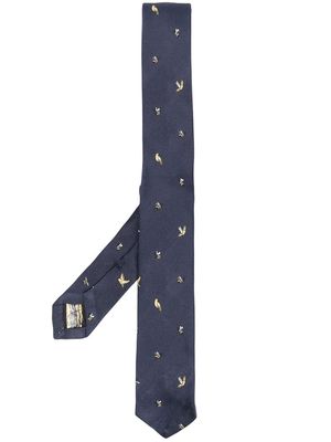 Thom Browne embroidered silk tie - 415 Navy
