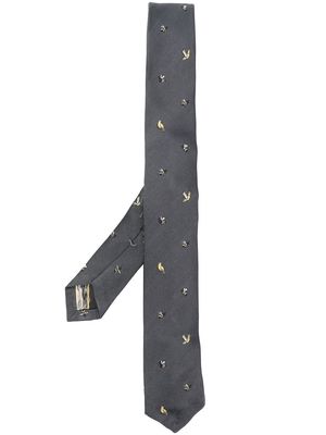 Thom Browne embroidered silk tie - Grey
