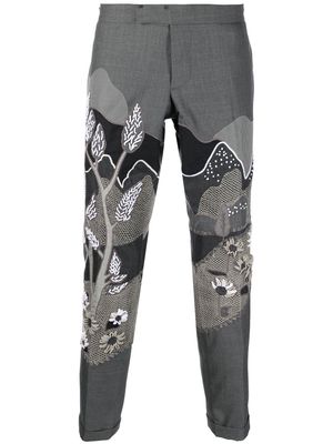 Thom Browne embroidered tailored-cut trousers - Grey