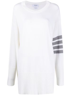 Thom Browne exaggerated fit crew neck 4-Bar jumper - White