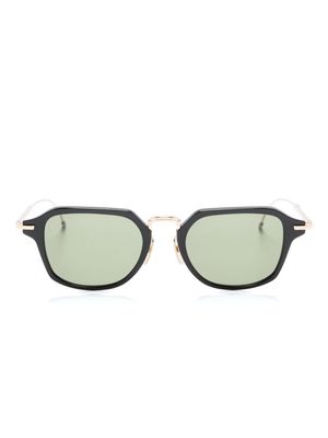 Thom Browne Eyewear geometric-frame tinted sunglasses - 001 01 Black - White Gold w/ G-15