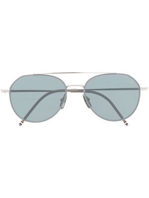 Thom Browne Eyewear raised-bridge round-frame sunglasses - Silver