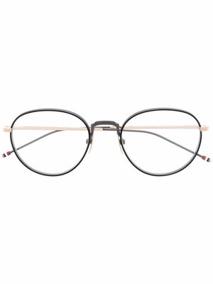 Thom Browne Eyewear RWB-stripe round-frame glasses - Black