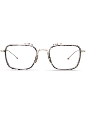 Thom Browne Eyewear tortoiseshell rectangular-frame glasses - Grey