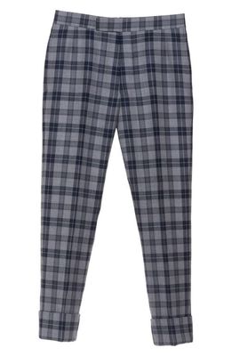Thom Browne Fit 1 Plaid Backstrap Wool Flannel Trousers in Medium Grey
