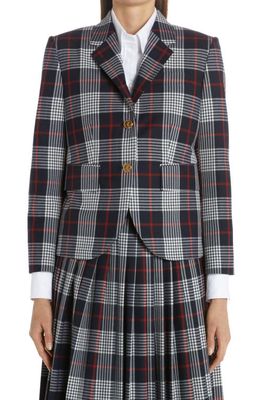 Thom Browne Fit 3 Hairline Plaid Wool Sport Coat in Red White Blue