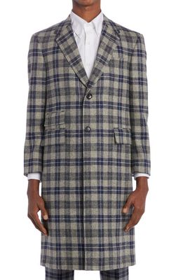 Thom Browne Fit 5 Tartan Plaid Wool Topcoat in Medium Grey