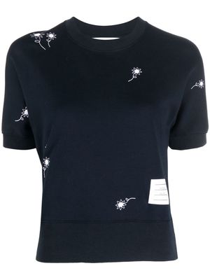 Thom Browne floral embroidery T-shirt - Blue