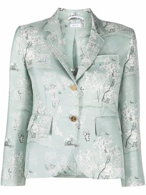 Thom Browne floral-jacquard sports blazer - Green