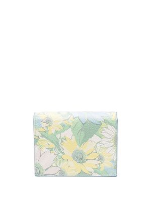 Thom Browne floral-print leather cardholder - Blue