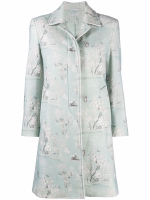 Thom Browne floral-print single-breasted coat - Green
