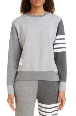 Thom Browne Four-Bar Cotton Sweatshirt in Tonal Grey