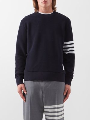Thom Browne - Four Bar-stripe Ribbed Cotton-jersey Sweatshirt - Mens - Navy