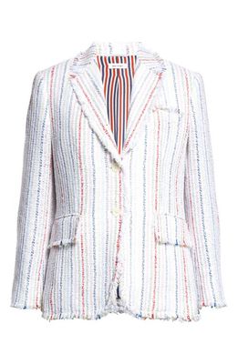 Thom Browne Frayed Seersucker Tweed Blazer in Seasonal Multi