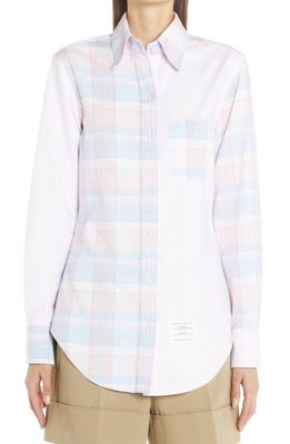 Thom Browne Fun-Mix Check Oxford Button-Down Shirt in Light Pink