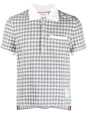 Thom Browne gingham-check polo shirt - Grey