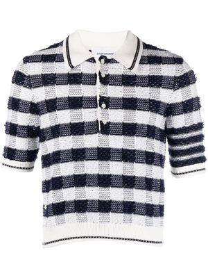 Thom Browne gingham-jacquard polo shirt - Blue