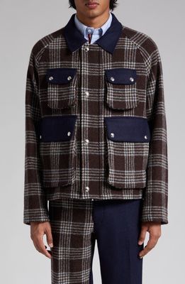Thom Browne Glen Plaid Wool Field Jacket in Dark Brown