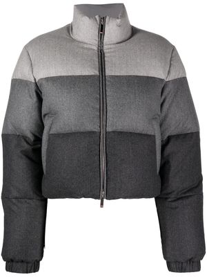 Thom Browne gradient cropped puffer jacket - Grey