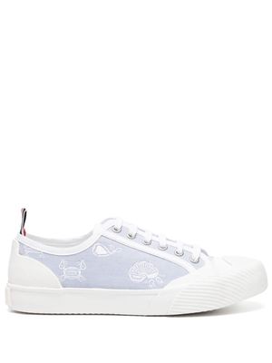 Thom Browne graphic-embroidered lace-up sneakers - White