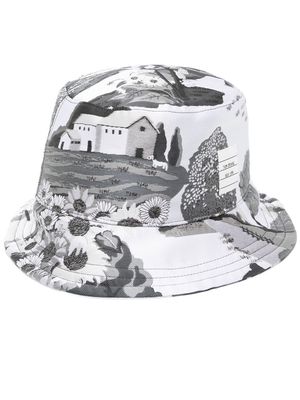 Thom Browne graphic-print bucket hat - Grey