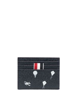 Thom Browne graphic-print grained cardholder - Blue