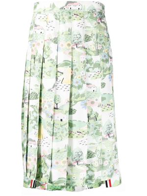Thom Browne graphic-print tailored skirt - Green