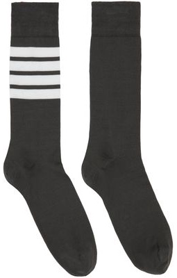 Thom Browne Gray 4-Bar Mid-Calf Socks