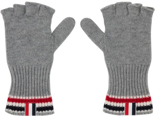 Thom Browne Gray Aran Convertible Gloves