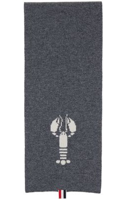Thom Browne Gray Hector & Lobster Scarf