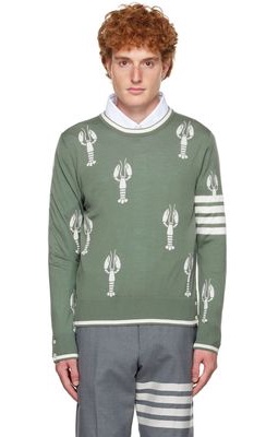 Thom Browne Green Lobster 4-Bar Sweater