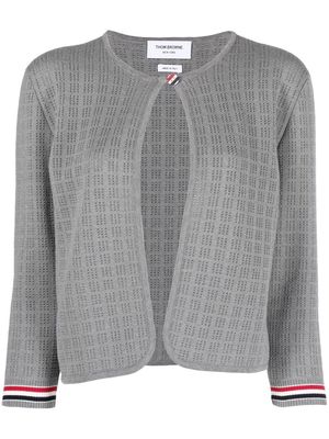 Thom Browne grid-stitch cropped cardigan - Grey