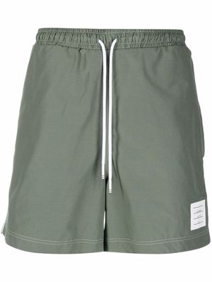 Thom Browne grosgrain-tab track shorts - Green