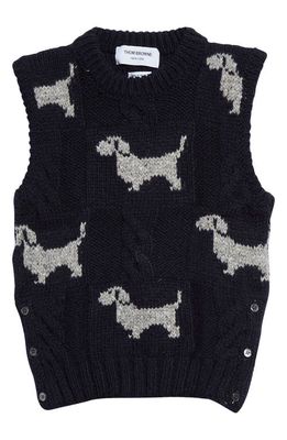 Thom Browne Hector Dog Intarsia Wool & Mohair Sweater Vest in Navy