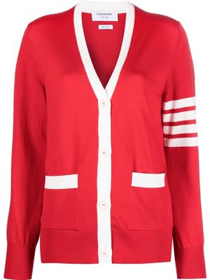 Thom Browne Hector-embroidery V-neck cardigan - Red