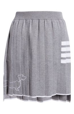 Thom Browne Hector Icon 4-Bar Pleated Wool Blend Miniskirt in Light Grey