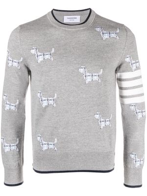 Thom Browne Hector intarsia crew-neck jumper - Grey