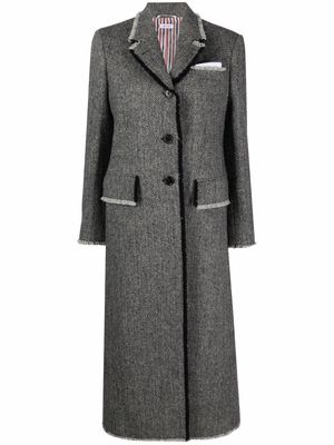 THOM BROWNE herringbone pattern coat - Black