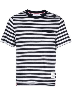 Thom Browne horizontal-stripe short-sleeve T-shirt - Blue