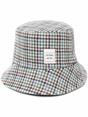 Thom Browne houndstooth name tag appliqué bucket hat - Green