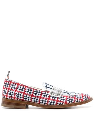Thom Browne houndstooth-pattern penny-slot loafers - Blue