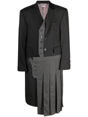 Thom Browne hybrid pleated single-breasted coat - Grey