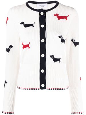 Thom Browne intarsia-knit Hector cotton cardigan - White