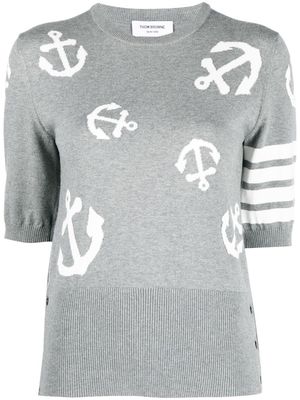 Thom Browne intarsia-pattern knitted T-shirt - Grey