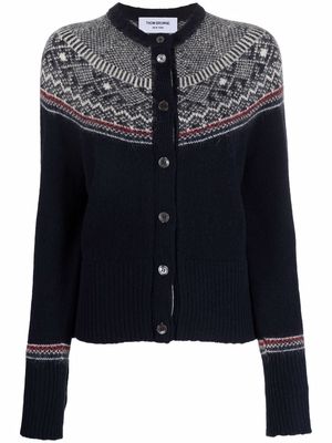 Thom Browne jacquard merino button-up cardigan - Blue