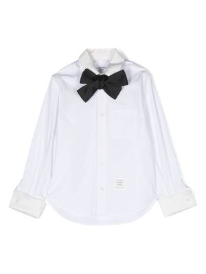 Thom Browne Kids bow-detail long-sleeve shirt - White