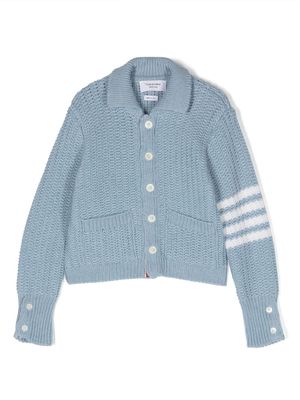 Thom Browne Kids button-up chunky-knit cardigan - Blue