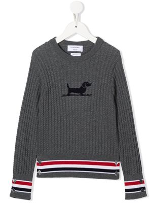 Thom Browne Kids cable-knit crew neck pullover - Grey