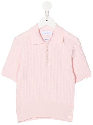 Thom Browne Kids cable-knit polo shirt - Pink